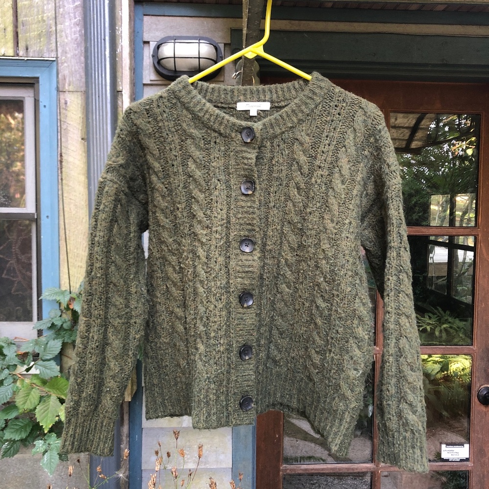 Madewell Women’s  Button Up Cable Knit Sweater Cardigan